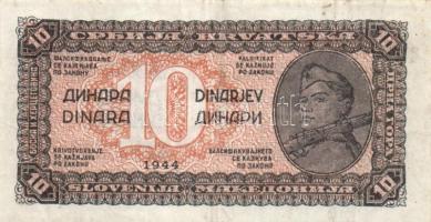 Jugoszlávia 1944. 10D (2x) eltérő színűek és méretűek T:III
Yugoslavia 1944. 10 Dinara (2x) differen...