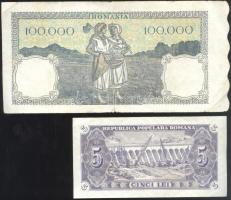 Románia 1945. 100L + 1946. 100.000L + 1952. 5L + 1996-98. 5000L + 50.000L + 100.000L T:II,II-,III
Ro...