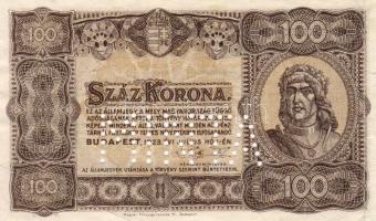 1923. 100K "Minta" lyukasztással T:III-IV (vasalt) R!