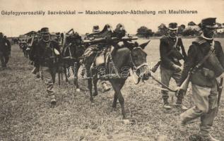 Military WWI. machine gun unit with mules, Hebrew New Year Greetings on backside