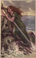 Italian Art Deco postcard, rare series, Anna & Gasparini 122-4 s: T. Corbella, Olasz Art Deco művészlap, ritka széria, Anna & Gasparini 122-4 s: T. Corbella