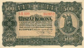 1923. 500K "Magyar Pénzjegy.." nyomdajellel T:I