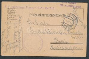 1917 Tábori lap / Field postcard EP ZAMOSC + Landsturm-Etappen-Baon Nr 213