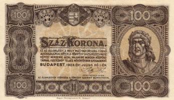 1923. 100K "Magyar Pénzjegy.." nyomdajellel T:I