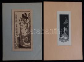 cca 1900 3db ex libris, rézkarc-papír