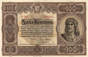1920. 100K piros sorszámmal T:I