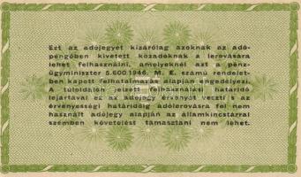 1946. 50.000AP vékony vízjeles papíron sorszám nélkül (10x) T:I,I-