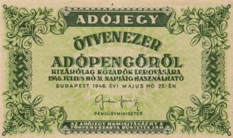 1946. 50.000AP vékony vízjeles papíron sorszám nélkül (10x) T:I,I-