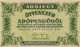 1946. 50.000AP vékony vízjeles papíron sorszám nélkül (10x) T:I,I-