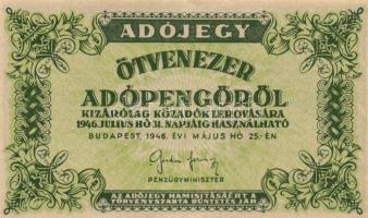 1946. 50.000AP vékony vízjeles papíron sorszám nélkül (10x) T:I,I-