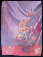 Berendik jelzéssel: Virágcsendélet, olaj, farost, 34x45 cm
