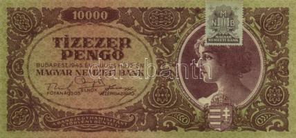 1945. 10.000P bélyeggel (2x) egymás utáni sorszámmal T:I-