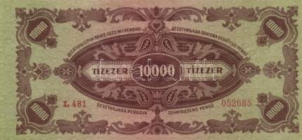 1945. 10.000P bélyeggel (2x) egymás utáni sorszámmal T:I-