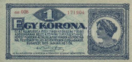 1920. 1K (4x) egymást követő sorszámmal T:I-(kis sarokkopás)