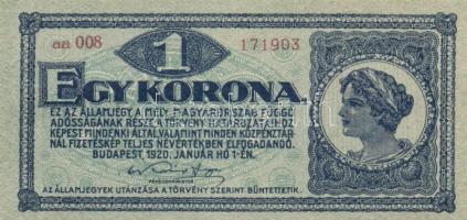 1920. 1K (4x) egymást követő sorszámmal T:I-(kis sarokkopás)