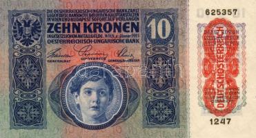 Ausztria 1915. 10K piros "Deutschösterreich" fny-sal T:I