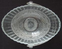 Kis üveg tétel: cukortartó, 4 tányér és 2 kínáló, kosárka műanyag füllel