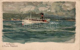 Steamship around Fiume-Abbazia litho s: Raoul Frank