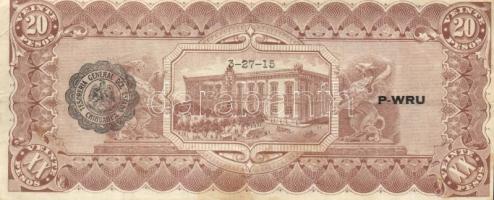 Mexikó/Forradalmi/Chihuahua 1915. 20P fekete csipkés bélyegző a hátlapon T:III
Mexico/Revolutionary/...