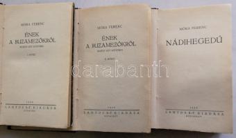 Móra Ferenc: Ének a búzamezőkről I.-II. Nádihegedű. 3 kötet Bp., 1928. Lantos aranyozott félbőr kötésben