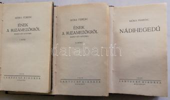 Móra Ferenc: Ének a búzamezőkről I.-II. Nádihegedű. 3 kötet Bp., 1928. Lantos aranyozott félbőr kötésben