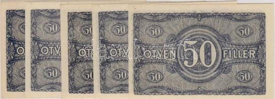 1920. 50f (5x) benne színváltozatok, lemezhibák, alapnyomat elcsúszás, stb. T:I