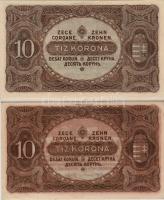 1920. 10K (2x) bankjegy- és sorszám színvariáns T:I.I-