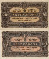 1920. 20K "pont" a sorszámokon belül T:I +  20K sorszámokból az utolsó elcsúszva T:II+