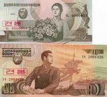 Észak-Korea 1992. 1W + 10W piros "Specimen" fny. T:I
