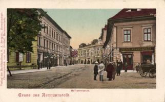 Nagyszeben Heltau street, Hotel Transylvania and the shop of Julius Wermescher