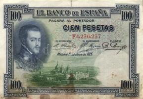 Spanyolország 1925.(1936) 100P (2x) + 1928. 50P T:III,III-
Spain 1925.(1936) 100 Pesetas (2x) + 1928...