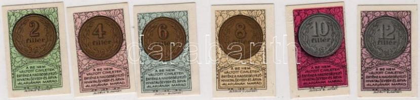 1918. "Hadsegélyető Hivatal" szükségpénzek  2f,4f,6f,8f,10f,12f  T:I