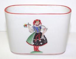 Kézzel festett jelzett Herendi porcelán fogpiszkálótartó / Hand-made Herend porcelain toothpick holder 8x3x6cm