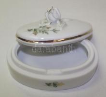 Jelzett Hollóházi rózsás porcelán bonbonier /
Hollóház porcelain bonbonniere 9x6x3cm