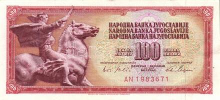 Jugoszlávia 1965.8.1. 100D (3x) egymás utáni sorszámmal T:II
Yugoslavia 1965.1.8. 100 Dinara (3x) se...