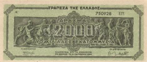 Görögország 1944. 500Dr + 2000Dr T:I-,II
Greece 1944. 500 Drachmai + 2000 Drachmai C:AU,XF