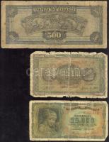 Görögország 1932. 500Dr + 1943. 25.000Dr + 1944. 100.000Dr T:III-,IV Greece 1932. 500 Drachmai + 1943. 25.000 Drachmai + 1944. 100.000Dr C:III-,IV