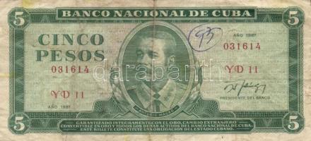 Kuba 1960. 5P + 1961-1982. 1P (5x) klf évszámok + 1967-87. 5P (2x) + 1984. 10P + 1985. 3P T:II,II-,I...