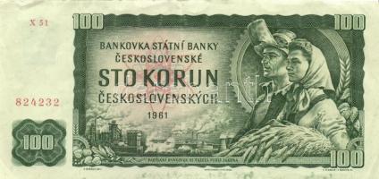 Csehszlovákia 1961. (1990-92) 100K (3x) T:II- Czechoslovakia 1961. (1990-92) 100 Korun (3x) C:VF