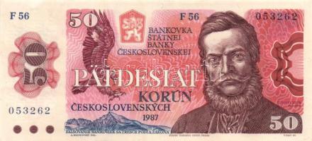 Csehszlovákia 1987. 50K (4x) nagyon közeli sorszámmal T:II Czechoslovakia 1987. 50 Korun (4x) almost sequential serial numbers C:XF