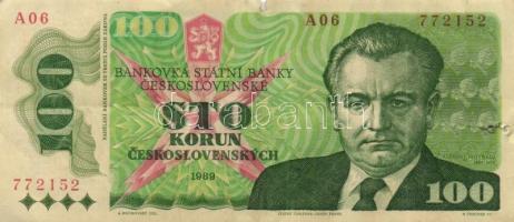 Csehszlovákia 1989. 100K (3x) egymás utáni sorszámmal T:III,III- Czechoslovakia 1989. 100 Korun (3x) sequential serial numbers C:F,VG