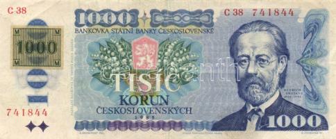 Csehszlovákia 1985. 1000K bélyeggel T:III Czechoslovakia 1985. 1000 Korun with stamp C:F