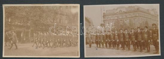 cca 1920 Magyar Hadsereg tisztavatás a budapesti Szabadság téren 2 db fotó 8x6 cm