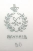 Aranyozott és virágokkal díszített német Bavaria porcelán teás csésze hozzávaló tányérral hibátlan á...