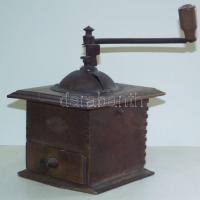 Régi fa kávédaráló / Vintage wooden coffee grinder 17x14x14cm