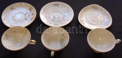 3db klf német Bavaria porcelán teás csésze hozzávaló tányérral (apró lepattogzások)