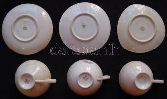 3db klf német Bavaria porcelán teás csésze hozzávaló tányérral (apró lepattogzások)