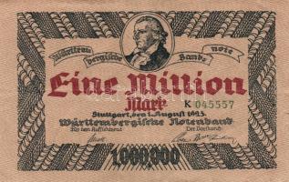 Német Birodalom/Weimari Köztársaság/Württemberg 1923. 1.000.000M (2x) T:II,II-(kis szakadások)
Germa...