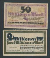 Német Birodalom/Weimari Köztársaság/Münster 1923.8.15. 2.000.000M + 1923.9.20. 50.000.000M T:II,II- ...