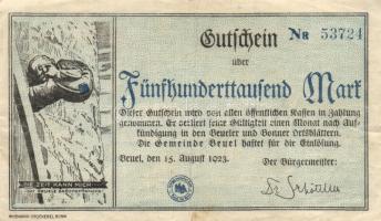 Német Birodalom/Weimari Köztársaság/Bergisch Gladbach/Bonn/Beuer 1923.7.20. 100.000M 1923.10.1. 100....